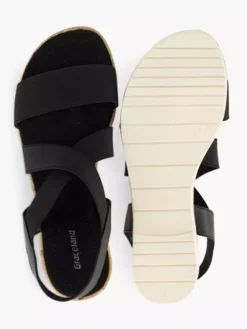 Zwarte Sandaal Elastiek -Vanharen 1785611 H3