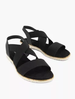 Zwarte Sandaal Elastiek -Vanharen 1785611 H5