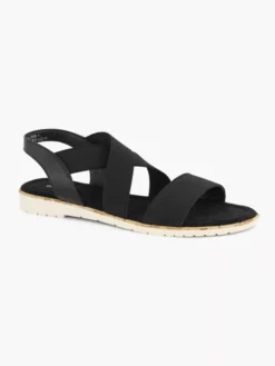 Zwarte Sandaal Elastiek -Vanharen 1785611 H6