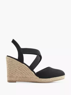Zwarte Espadrille Sleehak -Vanharen 1895718 HL1