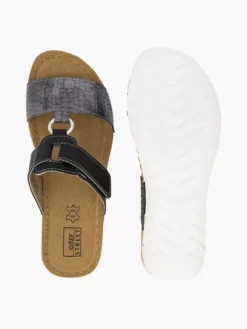 Easy Street Zwarte Slipper Leren Voetbed -Vanharen 1943307 P3