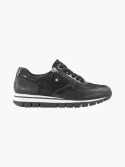 Zwarte Leren Sneaker Croco -Vanharen 1991561 P1