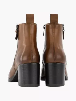 Bruine Leren Enkellaars Hak -Vanharen 1998203 P4