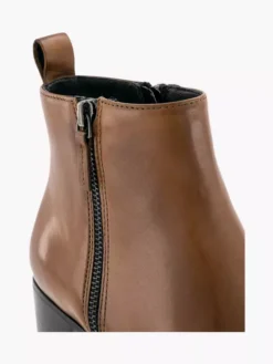 Bruine Leren Enkellaars Hak -Vanharen 1998203 P5