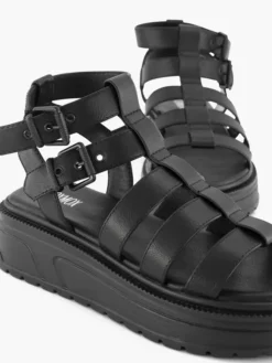 Zwarte Chunky Sandaal Gesp -Vanharen 2045416 H5