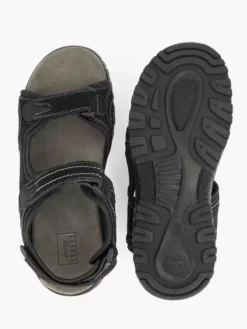 Easy Street Zwarte Leren Sandaal Klittenband -Vanharen 2076753 H3