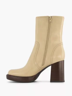 Creme Enkellaars Hoge Hak -Vanharen 2100455 H2