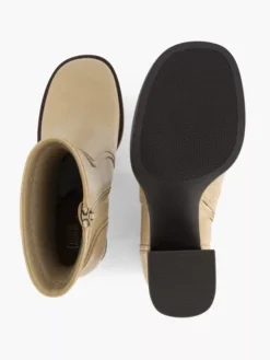 Creme Enkellaars Hoge Hak -Vanharen 2100455 H3