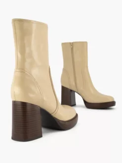 Creme Enkellaars Hoge Hak -Vanharen 2100455 H5