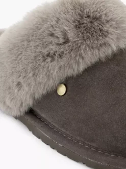 Taupe Leren Instap Pantoffel -Vanharen 2110922 H5