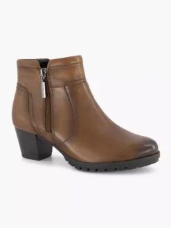 Cognac Leren Enkellaars Hak -Vanharen 2111117 H6