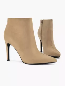 Zandkleurige Enkellaars Hoge Hak -Vanharen 2119493 H5