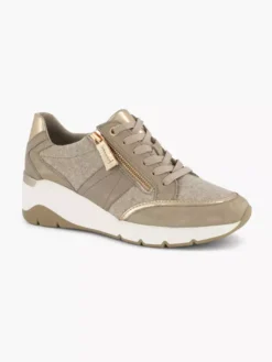 Taupe Leren Sneaker -Vanharen 2126141 H6