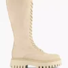 Beige Lange Leren Veterboot -Vanharen 2126368 H1