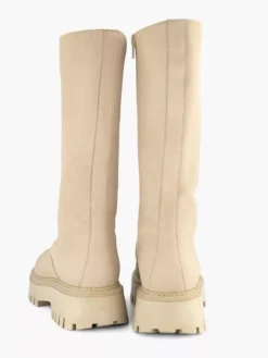 Beige Lange Leren Veterboot -Vanharen 2126368 H3