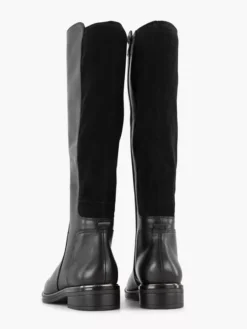 Zwarte Lange Leren Laars Elastiek -Vanharen 2127393 H4