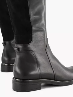 Zwarte Lange Leren Laars Elastiek -Vanharen 2127393 H5