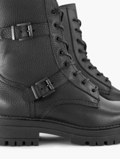Zwarte Leren Veterboot Gesp -Vanharen 2132127 H5
