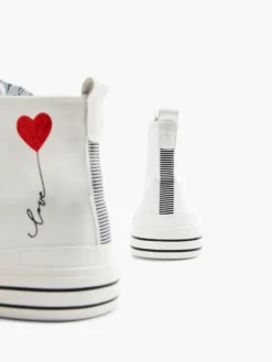 Witte Hoge Canvas Sneaker Hartje -Vanharen 2140720 H4