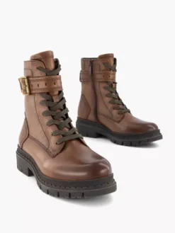 Bruine Leren Veterboot Gesp -Vanharen 2141350 H5
