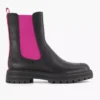 Zwarte Chelsea Boot Roze Elastiek -Vanharen 2141619 H1