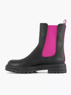 Zwarte Chelsea Boot Roze Elastiek -Vanharen 2141619 H2