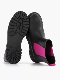 Zwarte Chelsea Boot Roze Elastiek -Vanharen 2141619 H4