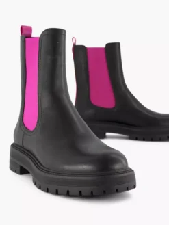 Zwarte Chelsea Boot Roze Elastiek -Vanharen 2141619 H5
