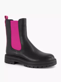 Zwarte Chelsea Boot Roze Elastiek -Vanharen 2141619 H6