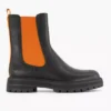 Zwarte Chelsea Boot Oranje Elastiek -Vanharen 2141625 H1
