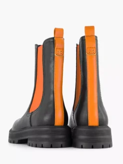 Zwarte Chelsea Boot Oranje Elastiek -Vanharen 2141625 H3