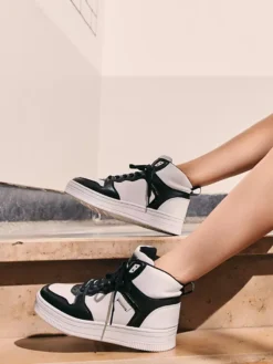 Zwart Witte Hoge Sneaker -Vanharen 2143698 H9