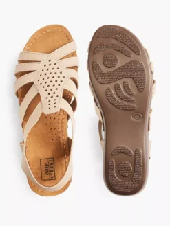 Easy Street Taupe Leren Sandaal -Vanharen 2147077 H3