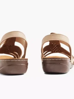 Easy Street Taupe Leren Sandaal -Vanharen 2147077 H4