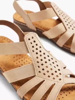 Easy Street Taupe Leren Sandaal -Vanharen 2147077 H5