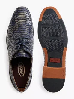 Blauwe Veterschoen Slangenprint -Vanharen 2162271 H3