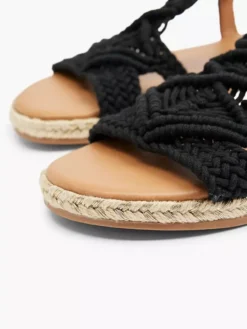 Zwarte Sandaal Touw -Vanharen 2170191 H5