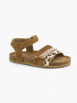 Bruine Leren Sandalen Panterprint -Vanharen 2173384 H6