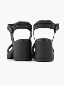 Zwarte Leren Chunky Sandalette -Vanharen 2180757 H4