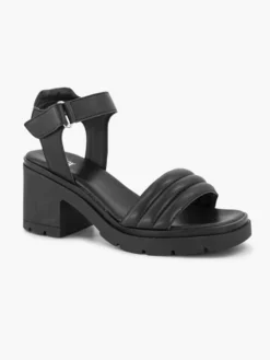 Zwarte Leren Chunky Sandalette -Vanharen 2180757 H6
