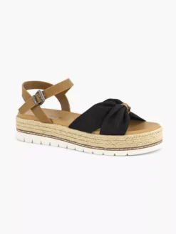 ESPRIT Zwarte Platform Sandaal Touw -Vanharen 2180845 H6