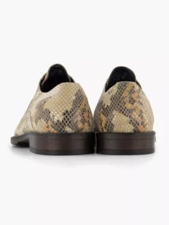 Beige Leren Veterschoen Slangenprint -Vanharen 2182004 H4