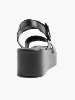 Zwarte Platform Leren Sandaal -Vanharen 2184073 H4