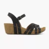 Easy Street Zwarte Leren Sandalen Sleehak -Vanharen 2184604 H1