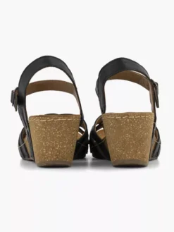 Easy Street Zwarte Leren Sandalen Sleehak -Vanharen 2184604 H4