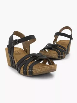 Easy Street Zwarte Leren Sandalen Sleehak -Vanharen 2184604 H5