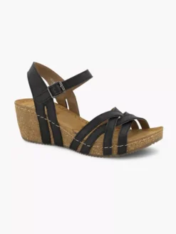 Easy Street Zwarte Leren Sandalen Sleehak -Vanharen 2184604 H6
