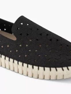 Zwarte Instapper Gevlochten -Vanharen 2189623 H5