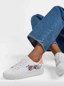 Witte Sneaker Roze Bloemen -Vanharen 2191996 H10