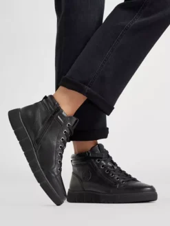 Zwarte Leren Hoge Sneaker -Vanharen 2218331 H10